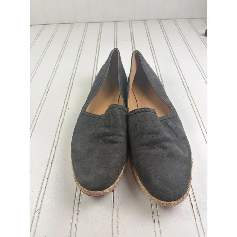 Franco Sarto Vintage Y2K Black Leather Espadrille Flats Women's Size 9.5